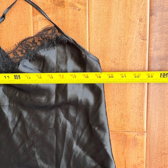 90s Black Secret Treasure Satin Cami Slip Nightgown L - Picture 4 of 8